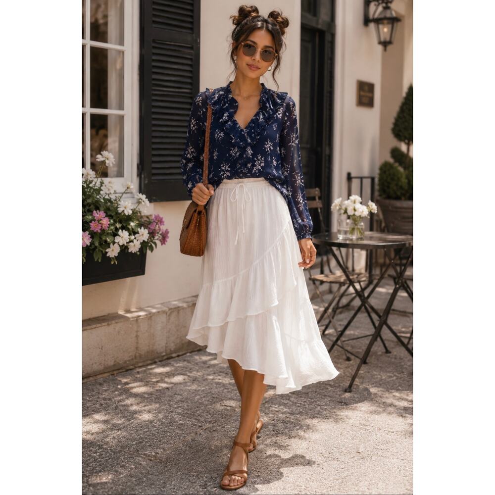 FLORA BEA NYC Aurora Top in Navy Maiden Lane NWT SMALL
